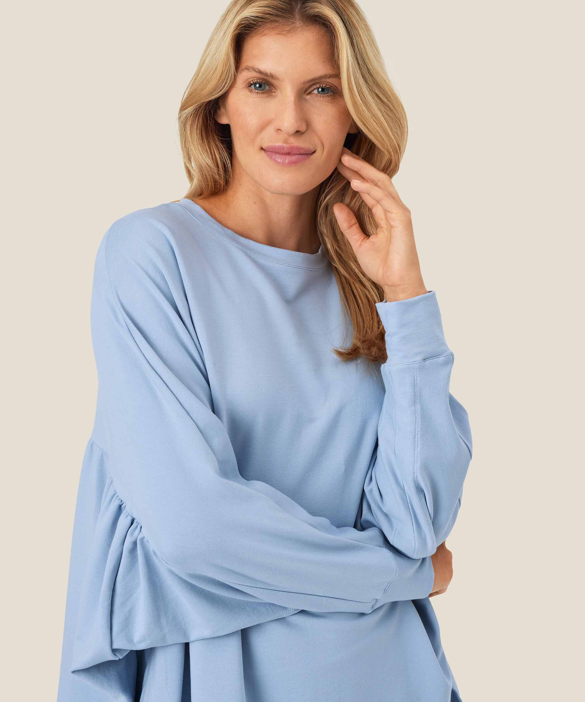 Dema Jersey Top, Blue Fog