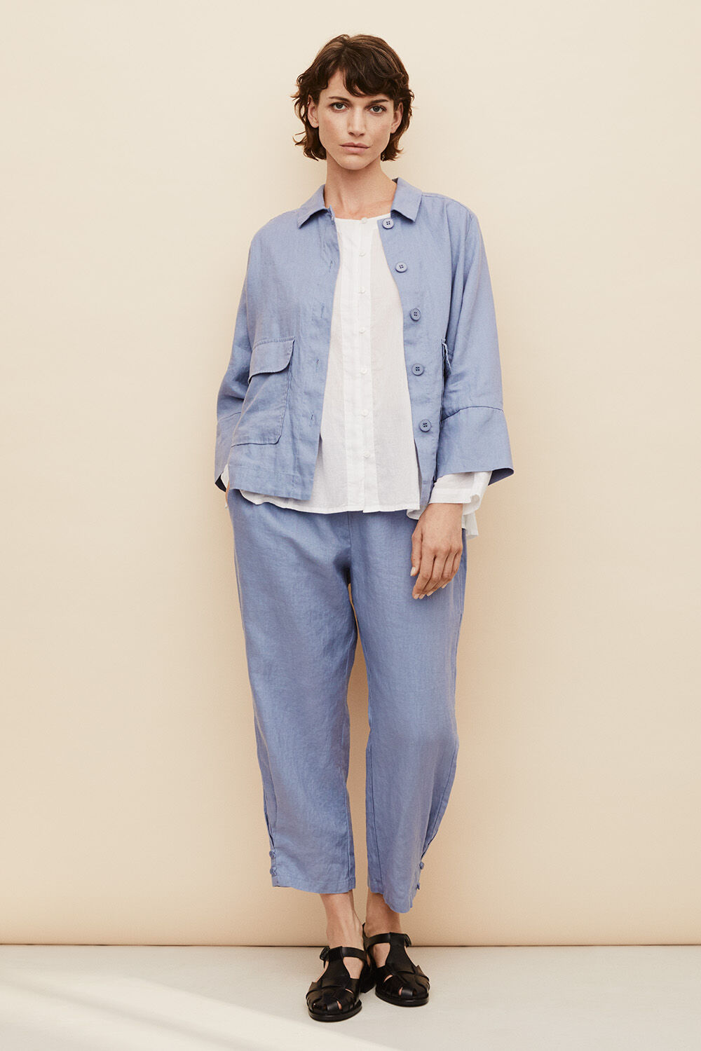 Jurelle Jacket - Stonewash, Ianelle Shirt - White, Penna Trousers - Stonewash