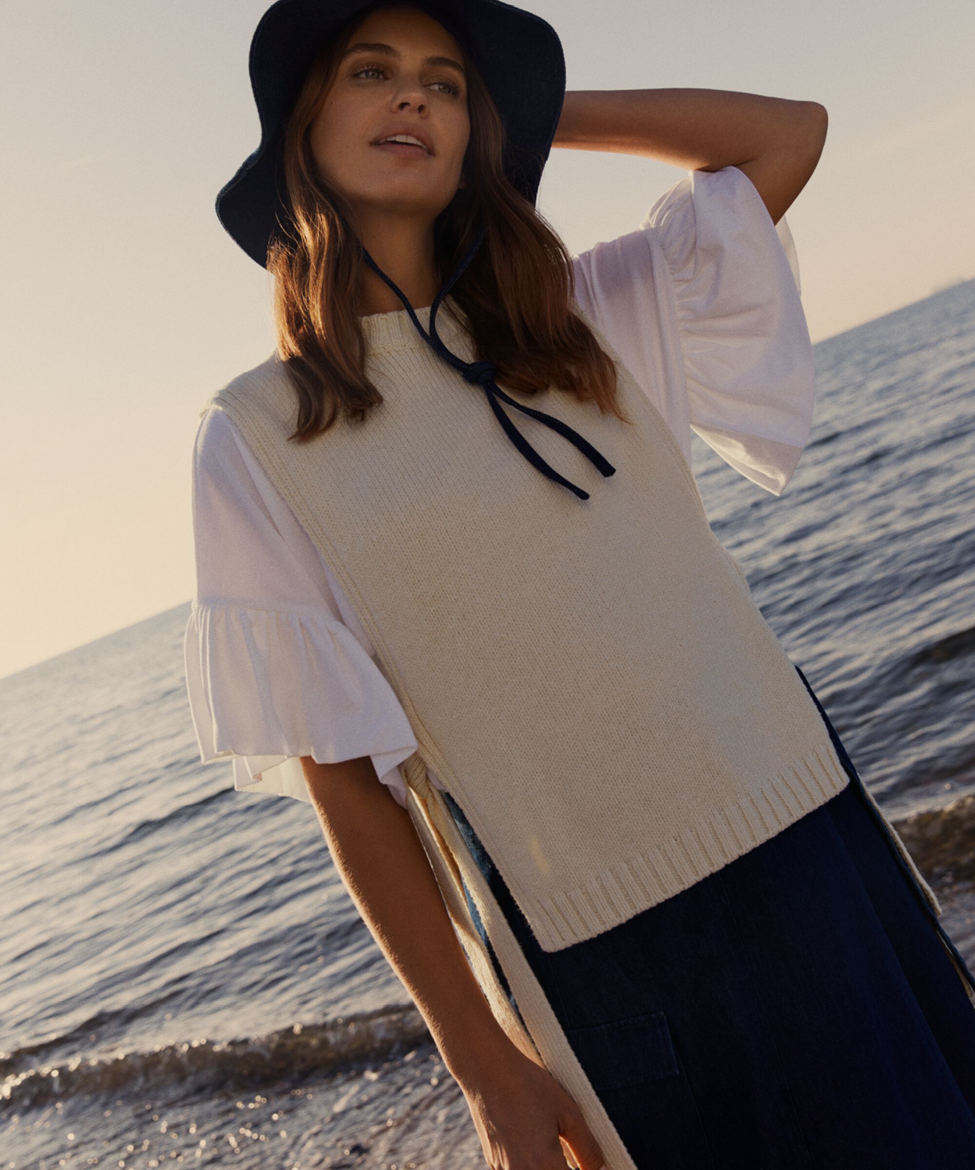 Fumiko Sweater Vest, Whitecap