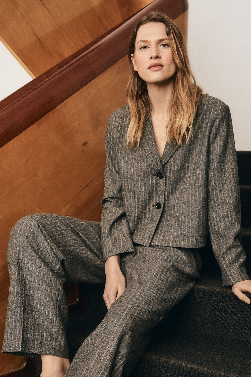 Jalia Wool Blazer - D. Grey mel., Perila Trousers - D. Grey mel.