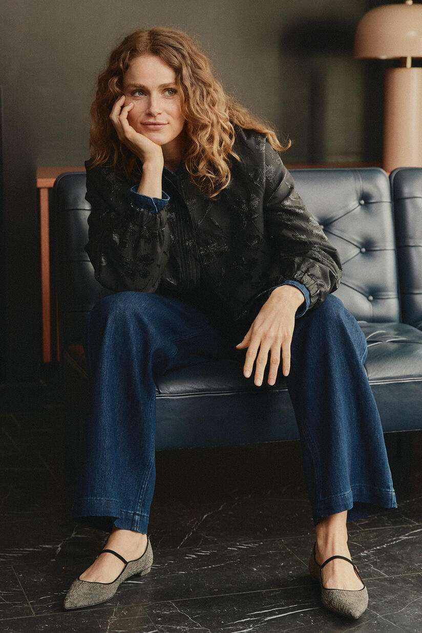 Jossana Jacket - Black, Ishana Denim Shirt - Dark Denim, Partenope Denim Trousers - Dark Denim