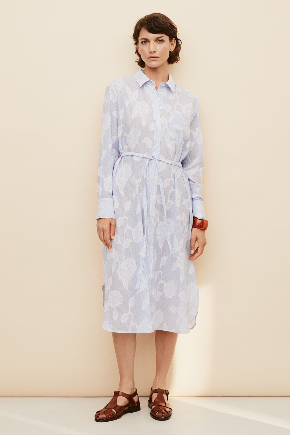 Nivalina Shirt Dress - Placid Blue, Rosienne Bracelet - Tobacco Brown