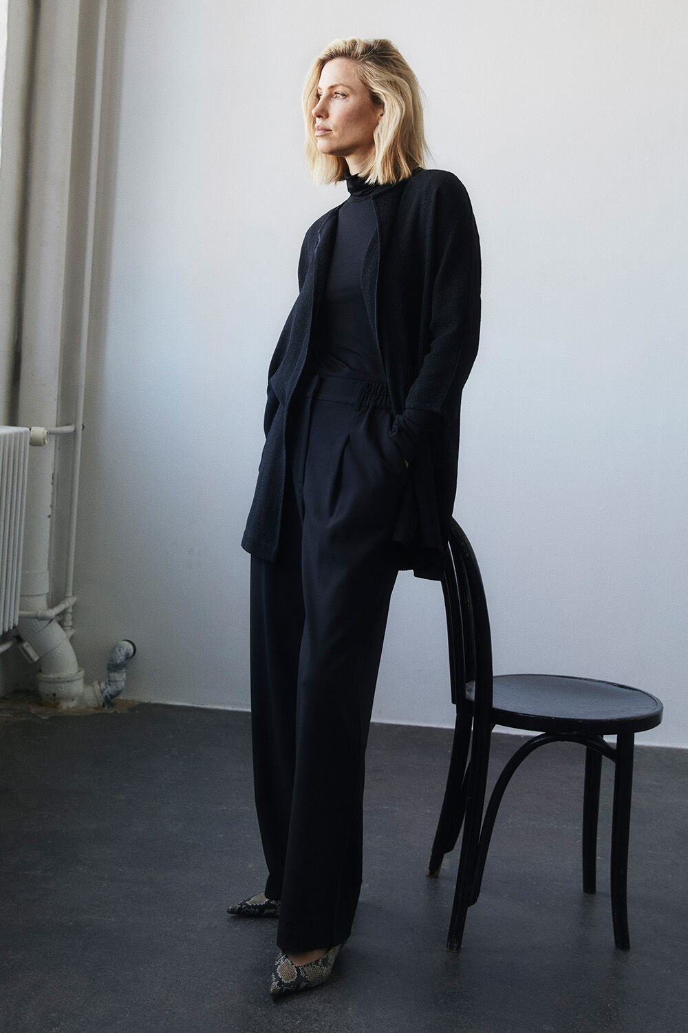 Jarmis Jacket - Black, Brooklyn JERSEY Top - Black, Pryscian Trousers - Black