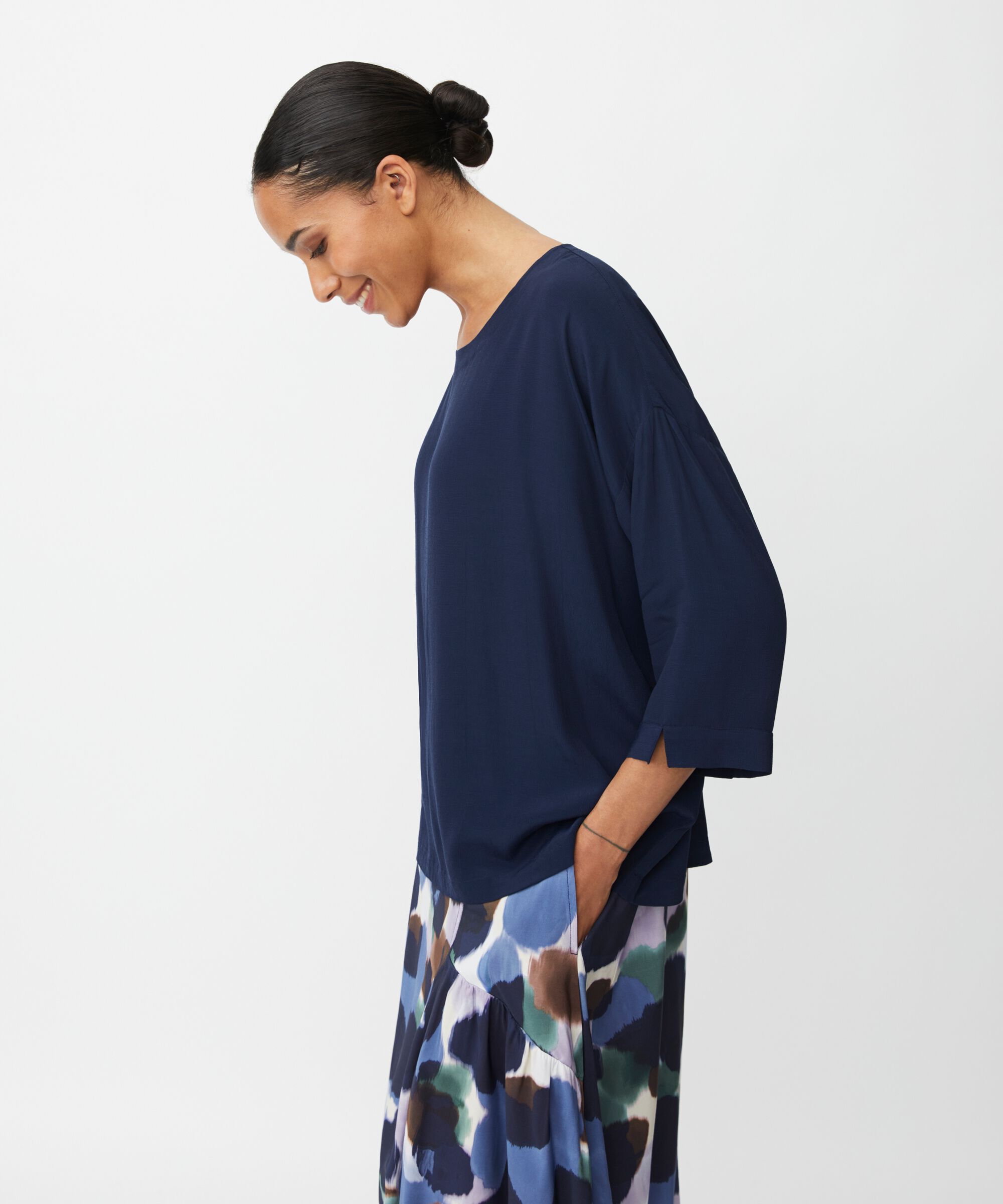 Becca Blouse, Navy Blazer