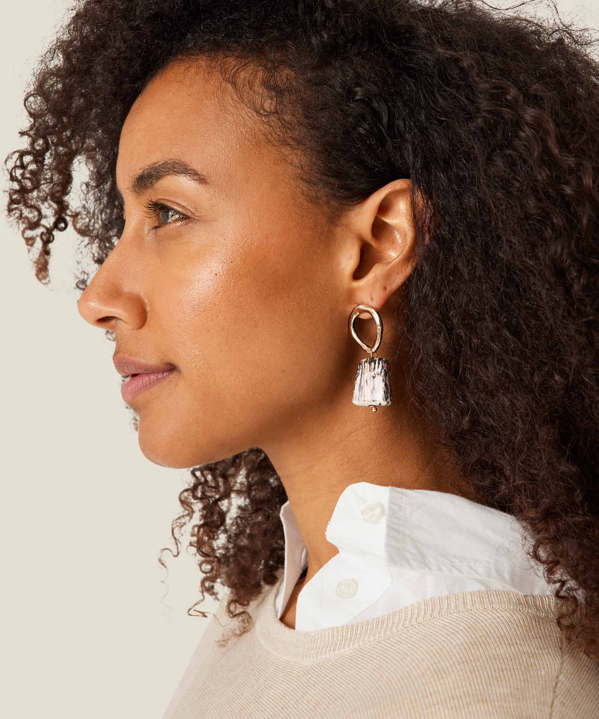 Remi Earrings, Coffee Bean