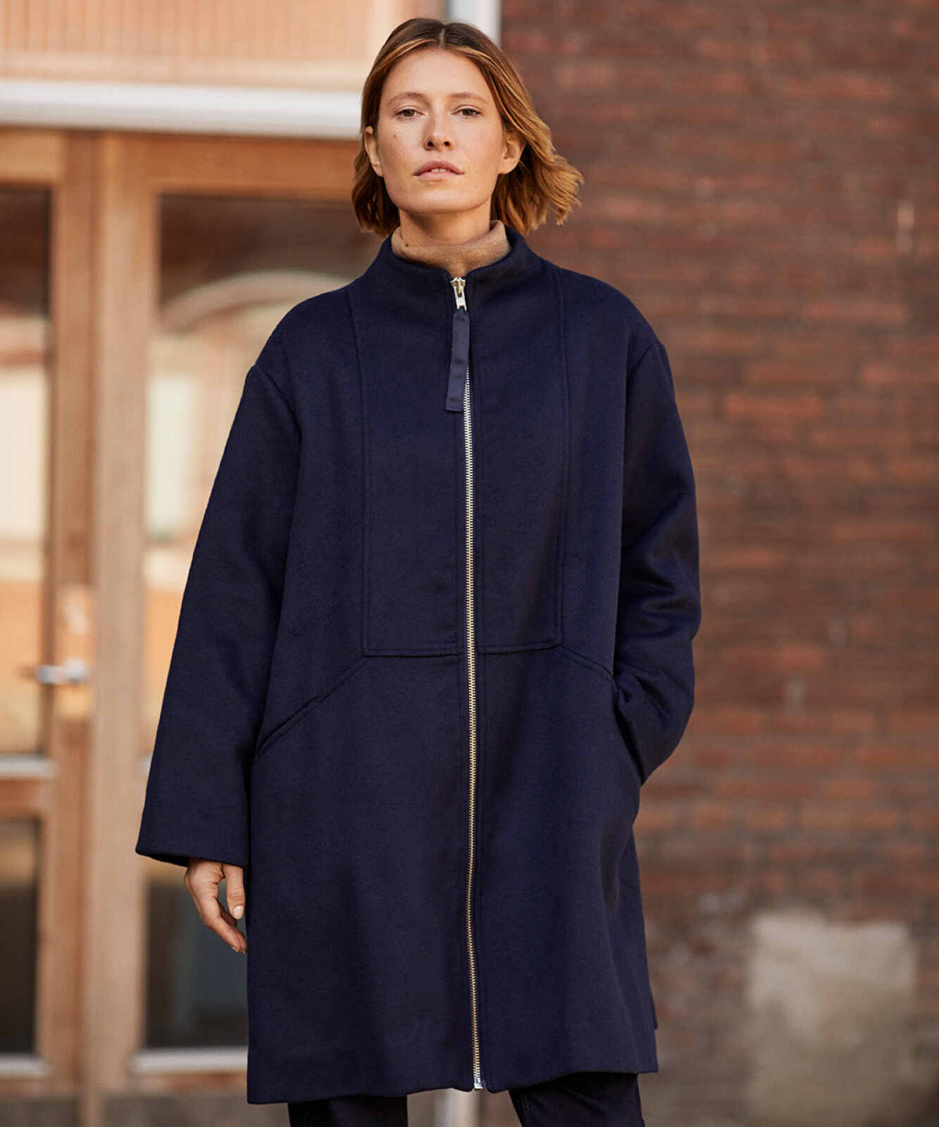 Thorvi Wool Coat, Navy Blazer