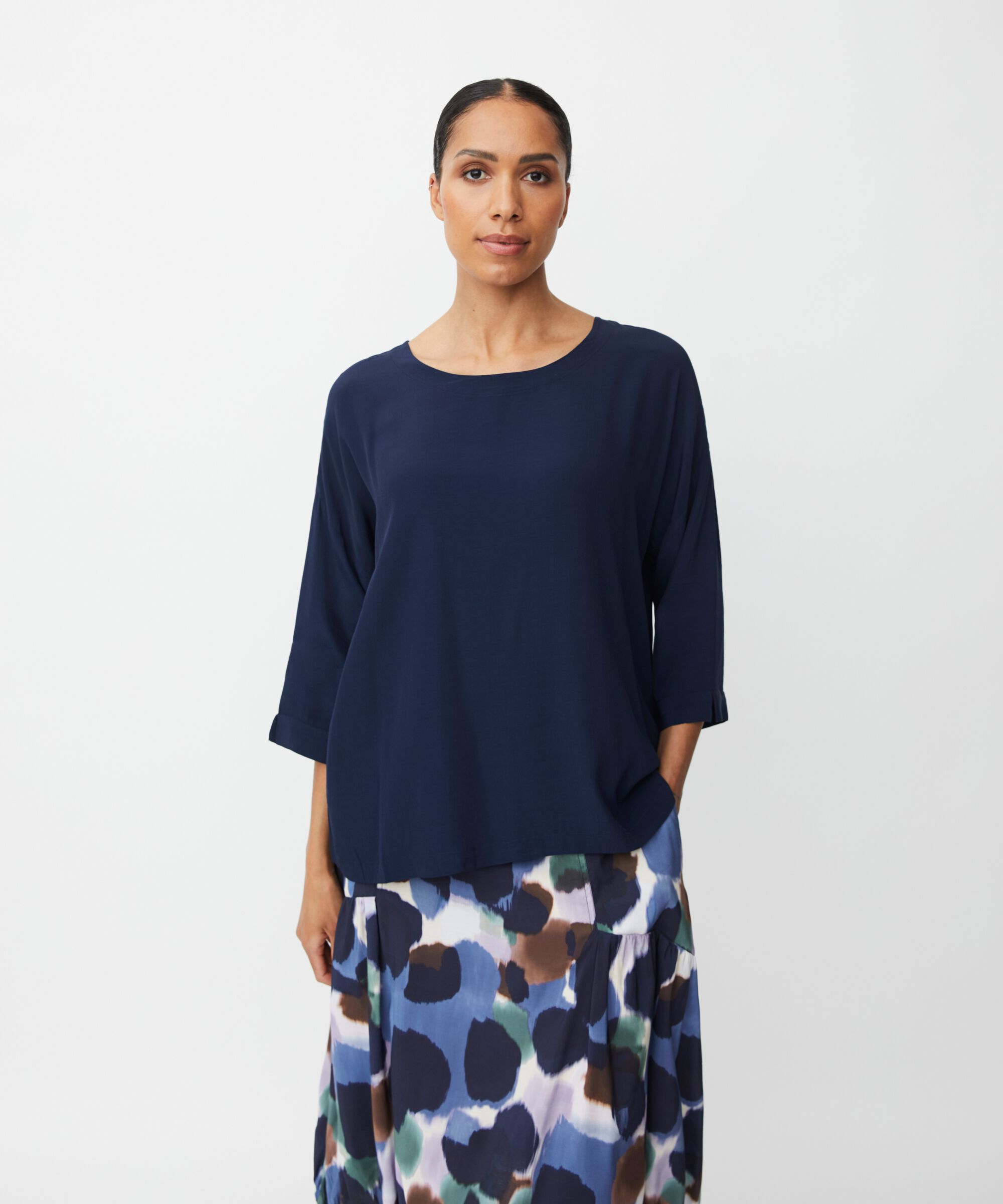 Becca Blouse, Navy Blazer