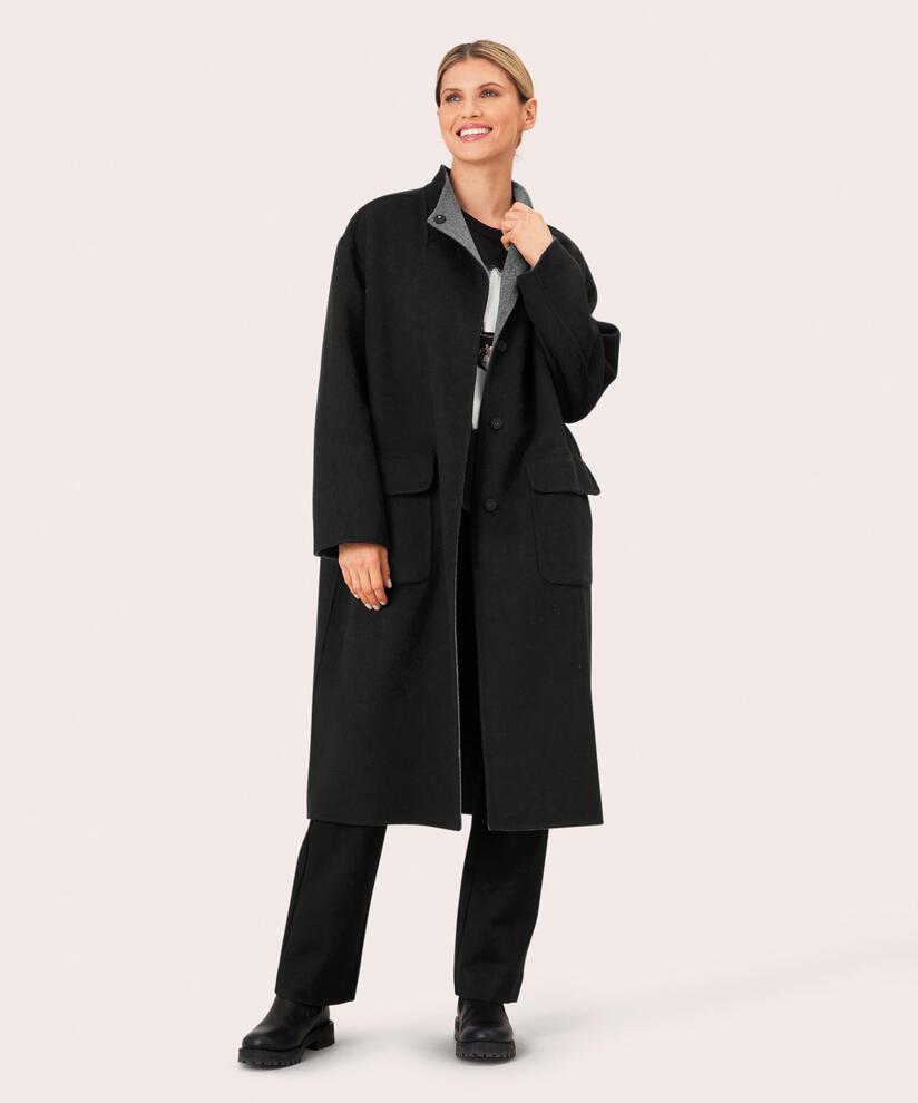 Tora Wool Coat, Black/m.grey.m