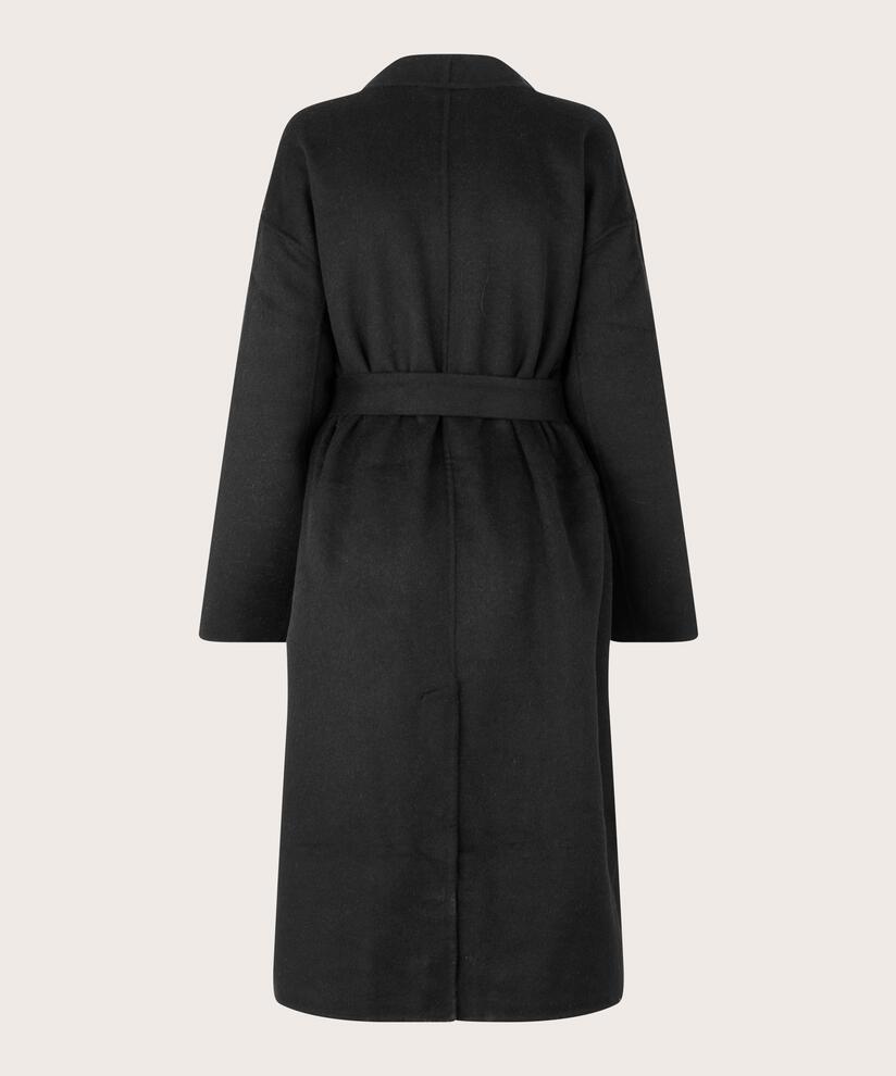 Tora Wool Coat, Black/m.grey.m