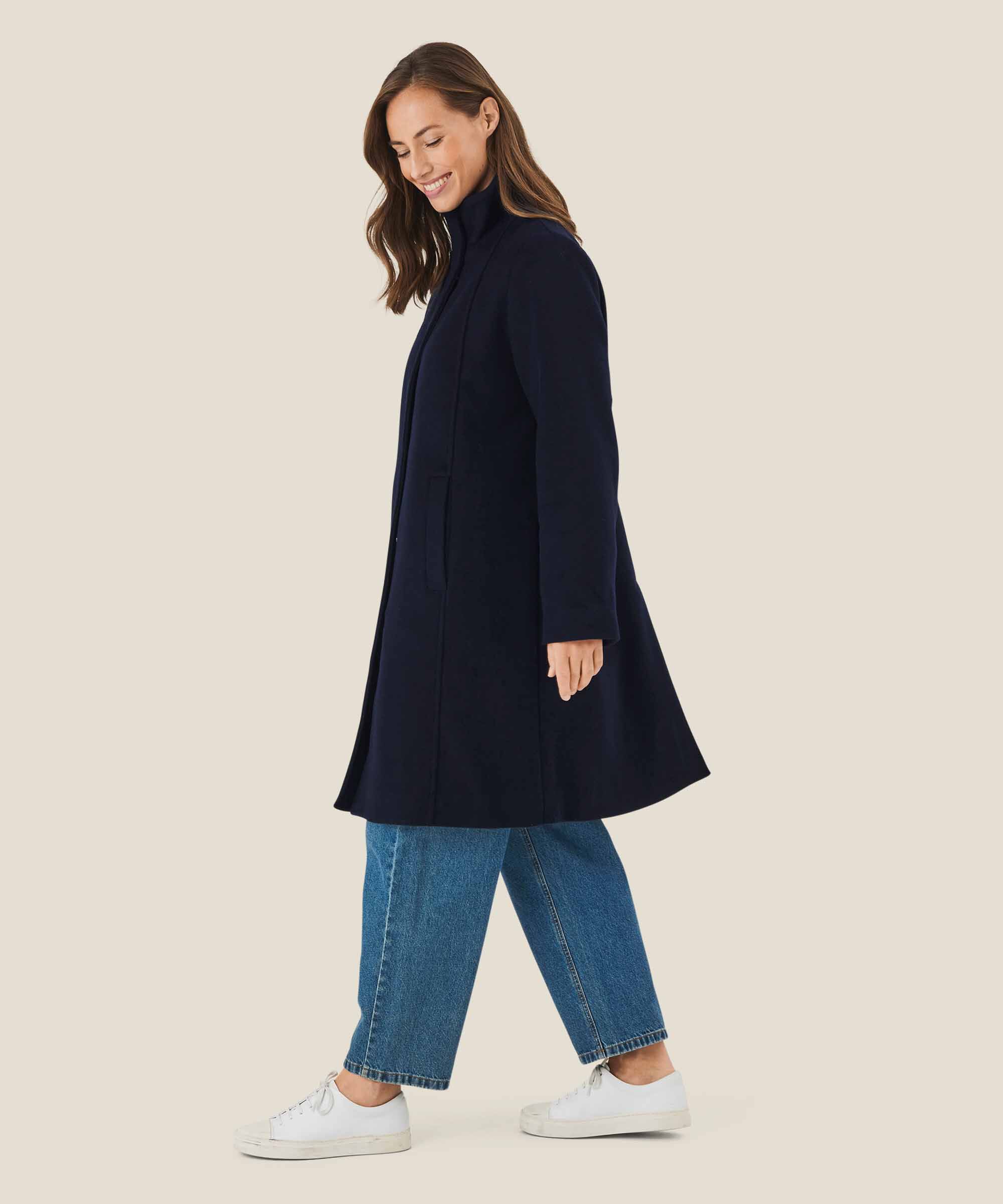 Trine Wool Coat, Navy